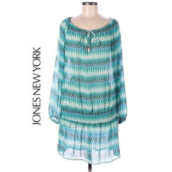 JONES NEW YORK, Teal Boho print tunic - Picture 3 of 9